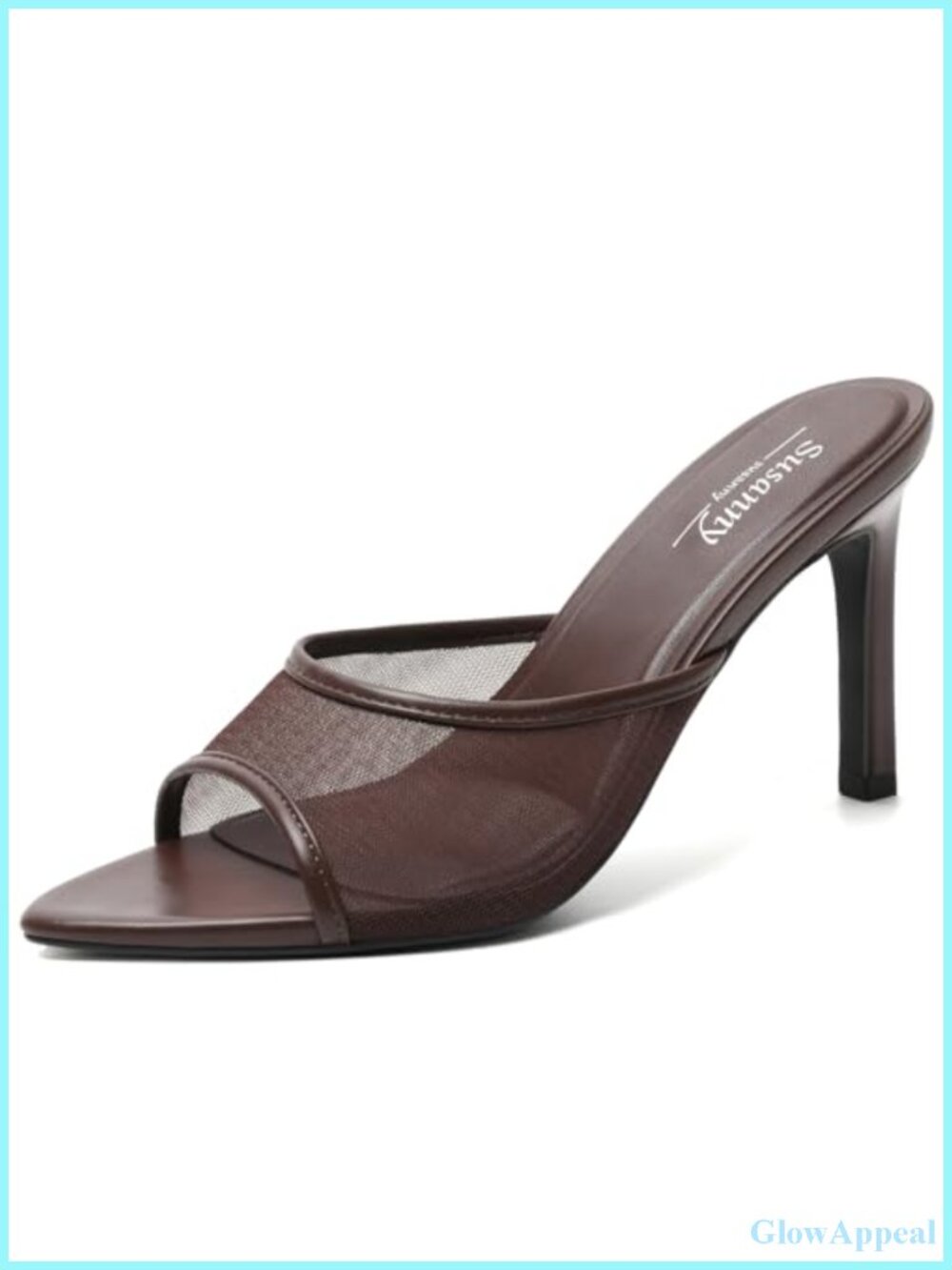 Mesh Mule Heels Open Toe High Heel Sandals